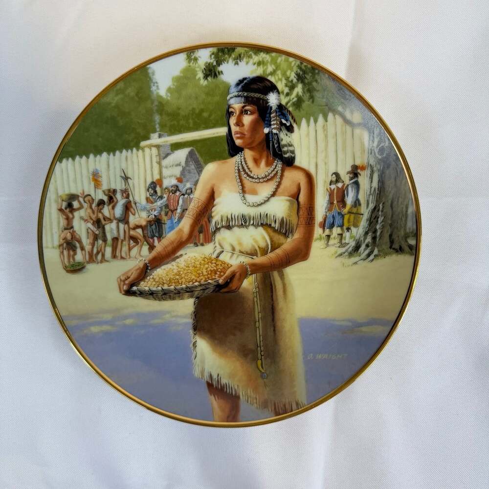 Pocahontas By David Wright Collector Plate Noble American Indian Women Hamilton